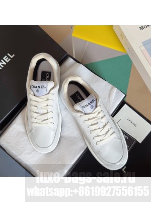 Chanel Printed Calfskin Sneaker G46082 White 2025