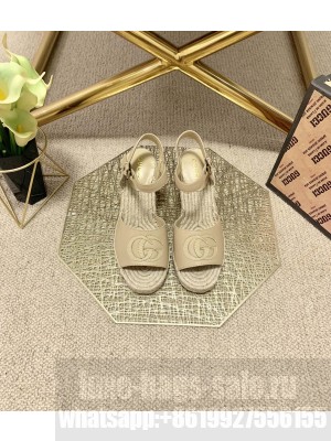 Gucci GG Wedge Sandals 10cm Beige 2021 Collection