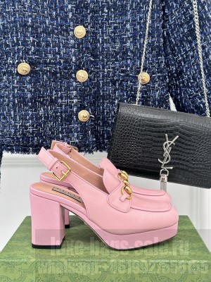 Gucci Women's GG Horsebit Mule Pink Leathe