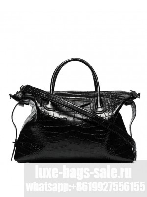 Givenchy Small Antigona Soft Bag In Crocodile Effect Leather Black