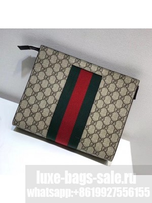 Gucci Men's GG Supreme Web Pouch 475316 Beige 2018