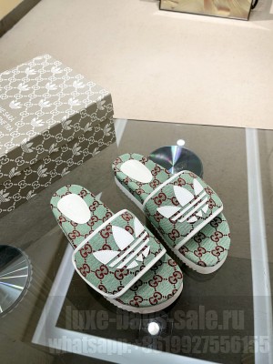 Adidas x Gucci women's platform GG cotton sponge sandal 2022 Collection 014
