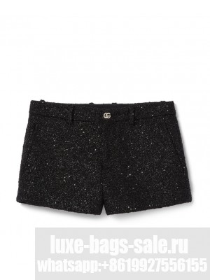 Gucci Women's Lame Sequins Tweed Shorts Black