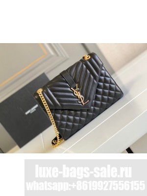 Yves Saint Laurent Calfskin Leather 487206 black&gold