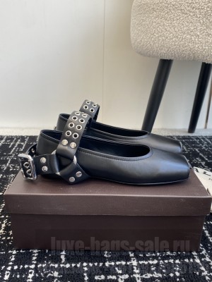 Alaïa BIKER BALLET FLATS IN LAMBSKIN BLACK