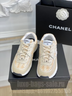 Chanel Tweed & Leather Sneakers G38299 Beige 2023