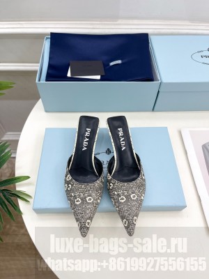 Prada Pointed Toe Varnished heel lizard Calfskin Mule