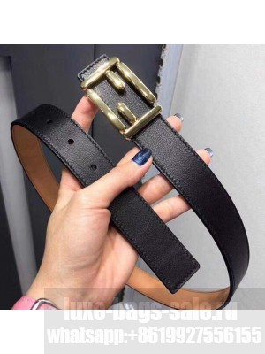Fendi Calfskin Leather Belt with FF Buckle 30MM Black Collection