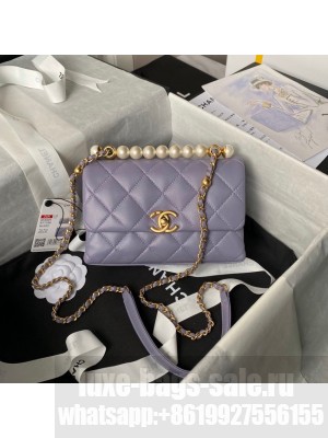 Chanel MINI FLAP BAG WITH TOP HANDLE AS5001 Light Purple