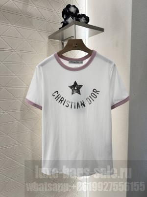 Christian Dior Dioriviera T-ShirtWhite Black and Pink Cotton Jersey