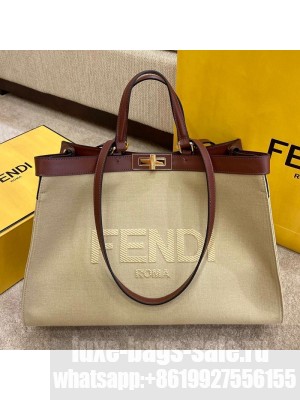 Fendi Peekaboo X-Tote Logo Canvas Tote Bag Beige  2021 Collection