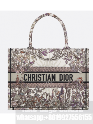 Medium Dior Book Tote Ecru Multicolor Dior 4 Saisons Hiver Soleil Embroidery M1296ZEBQ