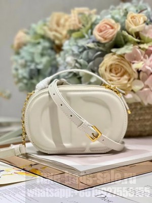 CD SIGNATURE OVAL CAMERA BAG Calfskin with Embossed CD Signature S2201UMFV Latte