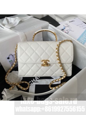 Chanel FLAP BAG WITH TOP HANDLE AS4008 white