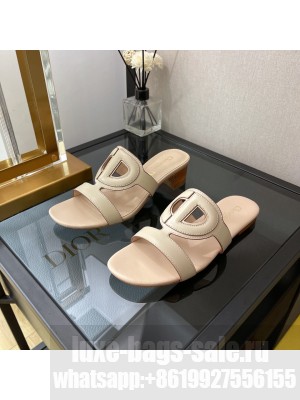 Dior D-CLUB Calfskin Slide Mule Sandals 2022 Collection Light Pink