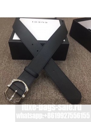 Gucci Width 4cm Leather Belt Black with Square Buckle