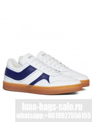 Celine Women's Trainer Low Lace-Up Sneaker In Calfskin Blue
