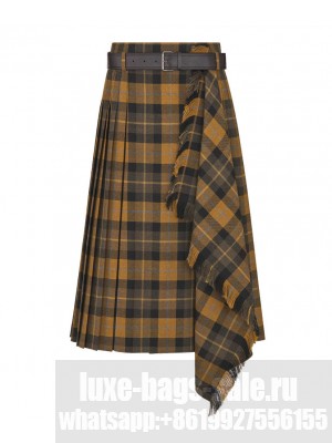Christian Dior Women's Mid-Length Draped Skirt With Belt Yellow