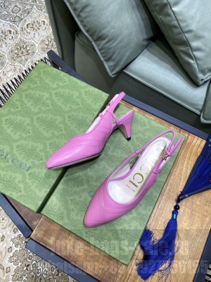 Gucci Women's matelassé chevron leather sling back Pink 2021 Collection