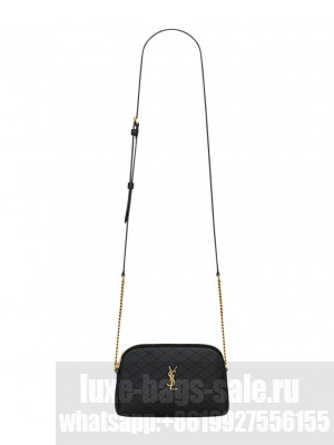 Saint Laurent Gaby Zipped Pouch In Quilted Lambskin Black