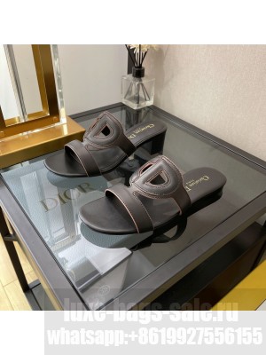 Dior D-CLUB Calfskin Slide Mule Sandals 2022 Collection Black
