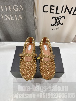 Alaïa BALLET FLATS IN BRAIDED LAMBSKIN GOLD