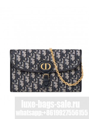 Christian Dior Bobby East-West Pouch With Chain Dark Blue