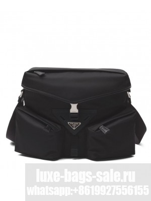 Prada Re-Nylon And Leather Shoulder Bag 2VD062 Black
