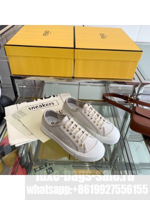 Fendi Unisex DOMINO White FF fabric low-tops