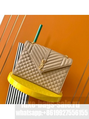 SAINT LAUREN ENVELOPE LARGE BAG IN MIX MATELASSE GRAIN DE POUDRE EMBOSSED LEATHER 600166 apricot