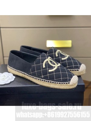 Chanel CC Quilted Canvas Espadrilles Black Spring/Summer 2021 Collection 39
