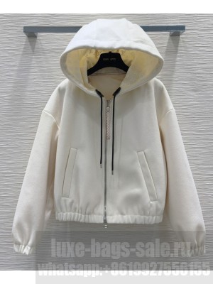Louis Vuitton Women's Monogram Accent Knit Hoodie White
