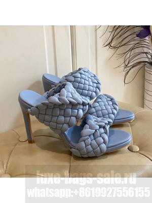 Bottega Veneta The Curve Heel Sandals 11cm Ice Blue  2021 Collection