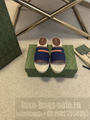 Gucci GG Matelassé Espadrilles Slides Sandals Blue Canvas 2021 Collection 