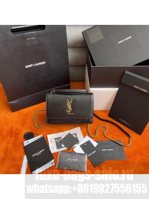 Yves Saint Laurent SUNSET SMALL CHAIN BAG INSMOOTH LEATHER Y533036A BLACK