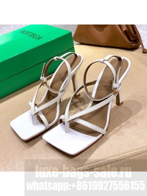 Bottega Veneta Stretch Lambskin Strap Sandals 9cm White  2021 Collection