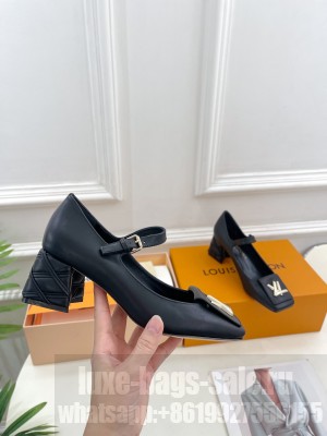 Louis Vuitton Women's Calfskin 5.5cm/9cm Shake Mary Jane Pump Black