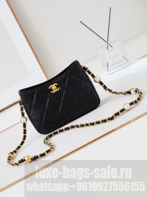 Chanel HOBO HANDBAG Lambskin & Gold-Tone Metal AS4948 black