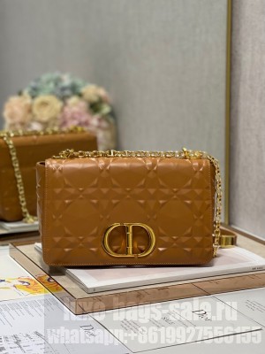 MEDIUM DIOR CARO BAG Cannage Calfskin with Diamond Motif M9242UW brown&gold