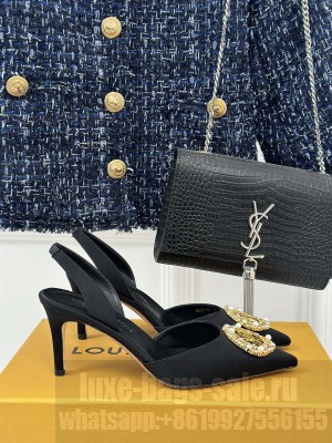 Louis Vuitton LV Initials accessory Satin Slingbacks Sandals Black