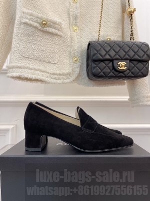 Chanel 4.5cm Suede Vintage Loafers Black 2022 Collection 