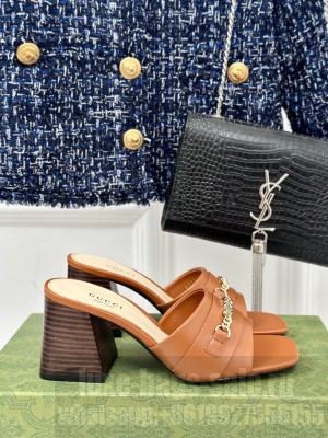 Gucci Signoria Slide Sandals 786595 Brown leather 2024