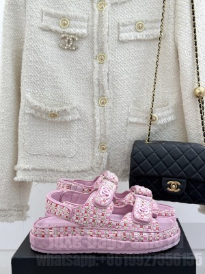 Chanel Velcro Beach Sandals pink 2025