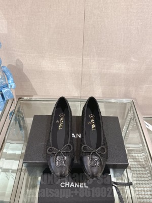 Chanel Tweed Ballerinas Flat Black