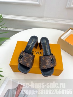 Louis Vuitton Shake Slide Sandals 5.5cm Monogram Canvas 2023 with LV Twist 2023 017