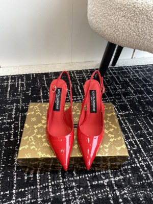 Dolce & Gabbana 10cm Red Patent Leather slingback sandals 2024