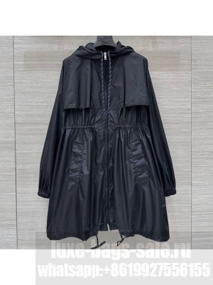 Prada Nylon Hoodie Coat Black 2025