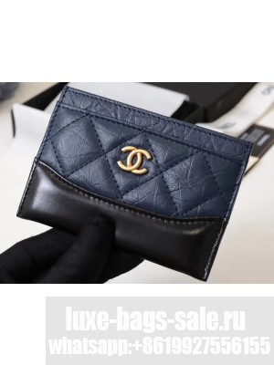 Chanel Aged Calfskin Gabrielle Card Holder A84386 Navy Blue