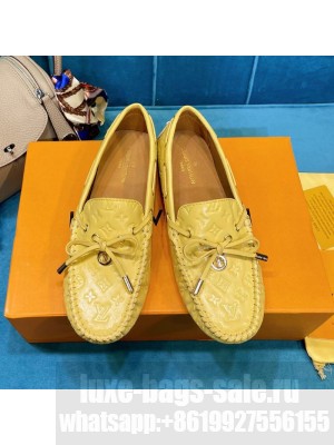 Louis Vuitton 1A3QO2 Gloria Monogram Leather Flat Loafer Light Yellow 2021 Collection