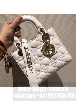 Lady Dior My ABCDior Bag in Cannage with Badges White 2019